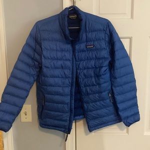 Boys Good Condition Blue Patagonia Puffer Jacket Size 16-18